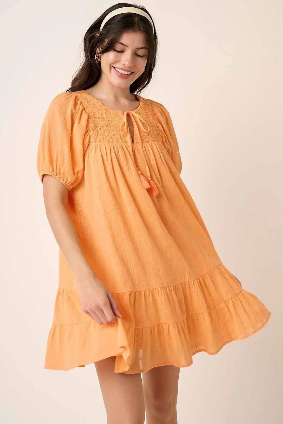 Mittoshop Tassel Tie Plaid Gauze Short Sleeve Mini Dress - Shop Style & More | Fresh Looks, Everyday Deals & Free Shipping