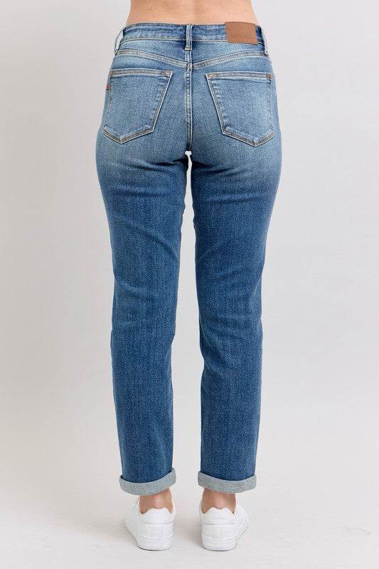Judy Blue Full Size Mid Rise Skinny Cuff Jeans with Pockets Plus Size - Shop Style & More | Fresh Looks, Everyday Deals & Free Shipping