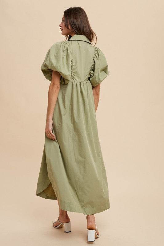 Annie Wear Smocked Puff Sleeve Midi Dress - Stylish and Comfortable - Shop Style & More | Fresh Looks, Everyday Deals & Free Shipping
