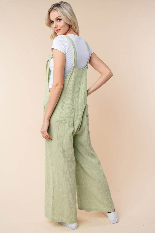 White Birch Texture Sleeveless Wide Leg Jumpsuit - Shop Style & More | Fresh Looks, Everyday Deals & Free Shipping