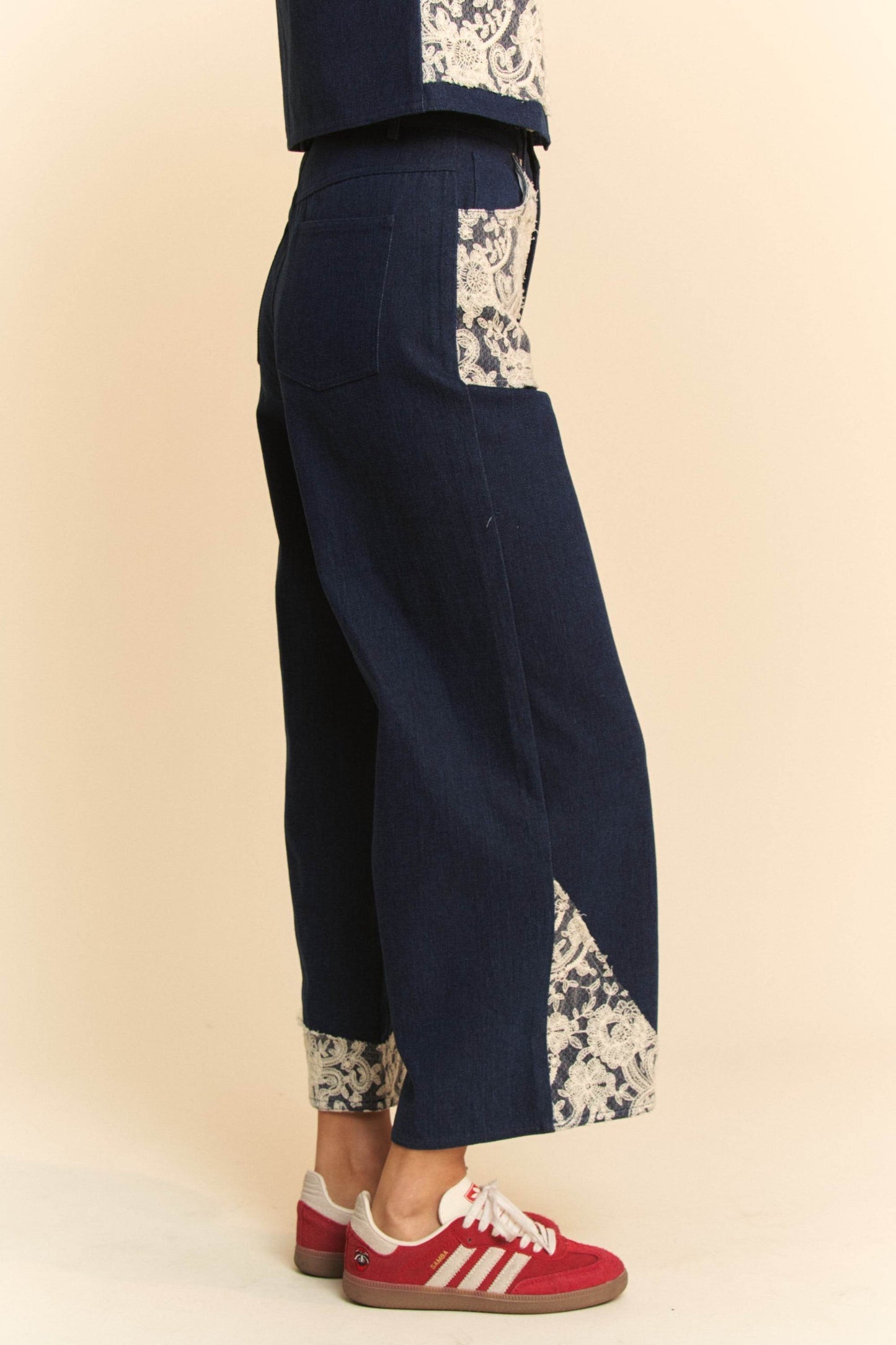Davi & Dani Lace Applique Wide Leg Jeans - Shop Style & More | Fresh Looks, Everyday Deals & Free Shipping