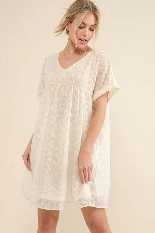 And The Why Woven Leopard Baby Doll Roll-Sleeve Casual Dress - Shop Style & More | Fresh Looks, Everyday Deals & Free Shipping