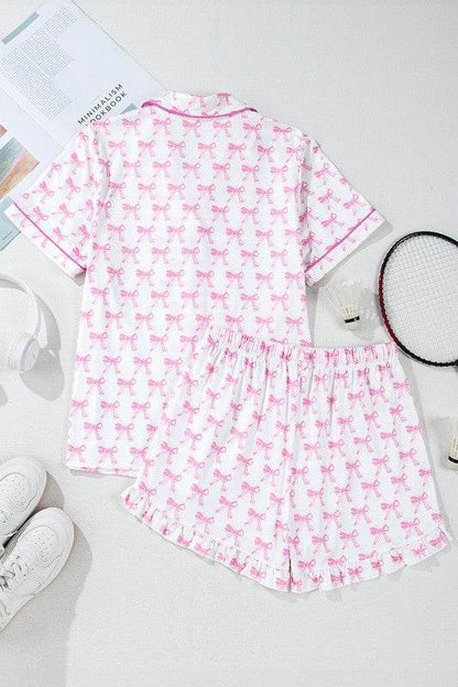 Short Sleeve and Ruffled Shorts Pajama Set - Shop Style & More | Fresh Looks, Everyday Deals & Free Shipping