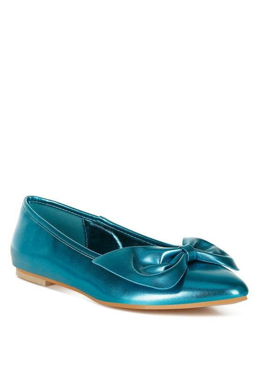 Bromelia Metallic Pleather Bow Ballerinas - Shop Style & More | Fresh Looks, Everyday Deals & Free Shipping