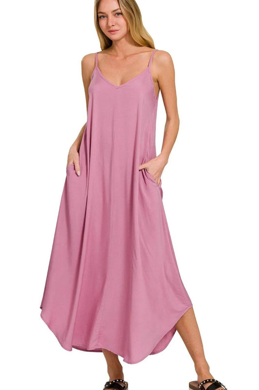 Zenana Woven Arc Hem Cami Dress With Flowy Pockets - Shop Style & More | Fresh Looks, Everyday Deals & Free Shipping