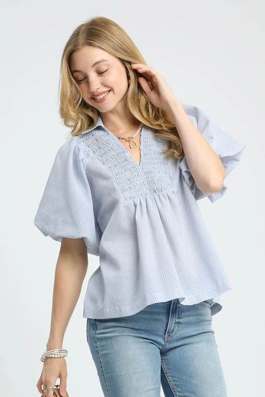 Umgee Smocked Puff Sleeve Blouse - Shop Style & More | Fresh Looks, Everyday Deals & Free Shipping