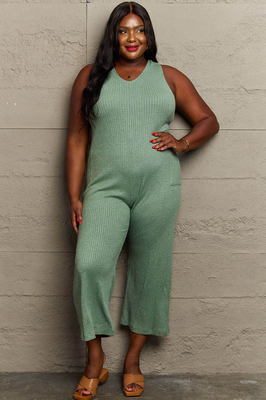 HEYSON Don't Get It Twisted Full Size Rib Knit Jumpsuit - Shop Style & More | Fresh Looks, Everyday Deals & Free Shipping