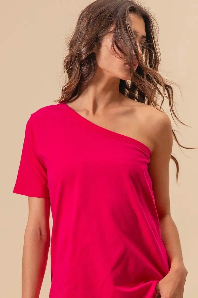 BiBi Cotton Span Knit One Shoulder Top - Shop Style & More | Fresh Looks, Everyday Deals & Free Shipping
