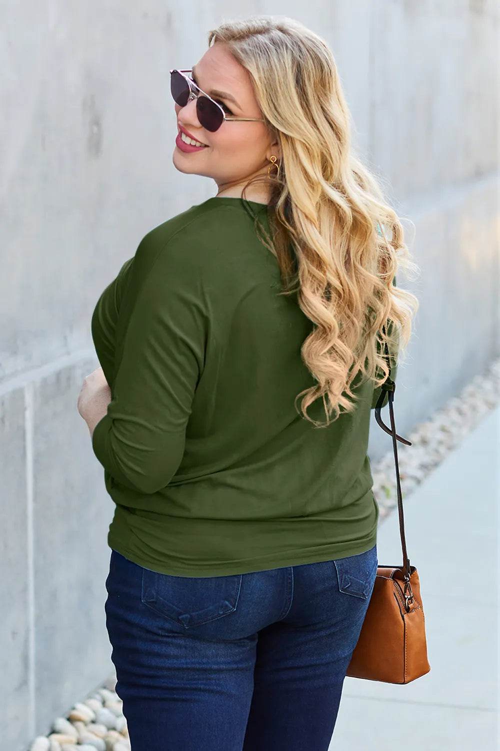 Basic Bae Full Size Round Neck Batwing Sleeve Top - Shop Style & More | Fresh Looks, Everyday Deals & Free Shipping