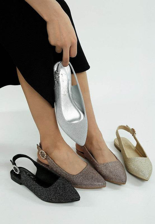 Giora Glitter Slingback Flat Sandals - Shop Style & More | Fresh Looks, Everyday Deals & Free Shipping