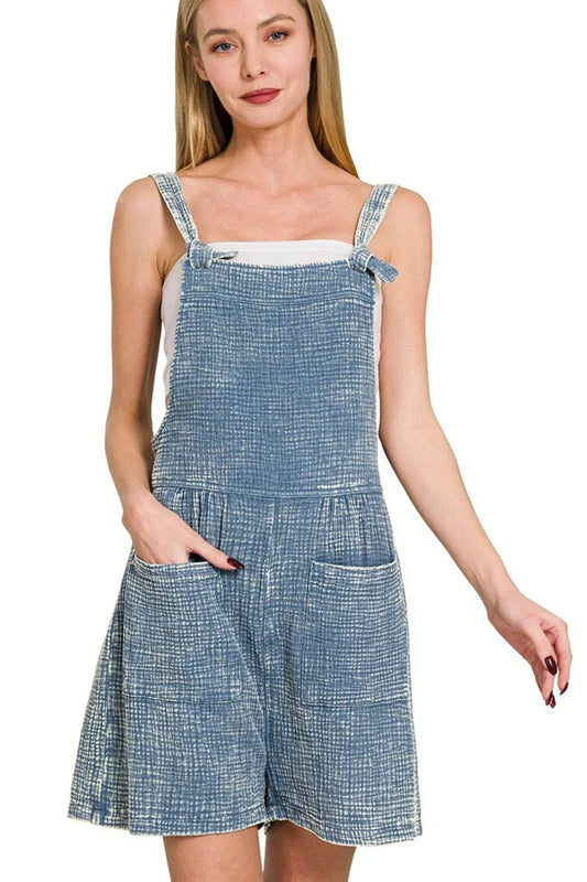 Zenana Woven Double Gauze Acid Washed Romper - Shop Style & More | Fresh Looks, Everyday Deals & Free Shipping