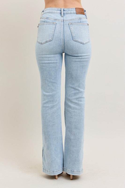 Judy Blue Full Size Tummy Control Vintage Wash Side Slit Slim Boot Jeans Plus Size - Shop Style & More | Fresh Looks, Everyday Deals & Free Shipping