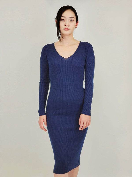 V-Neck Sheer Ribbed Knit Long Sleeve Sweater Dress - Shop Style & More | Fresh Looks, Everyday Deals & Free Shipping