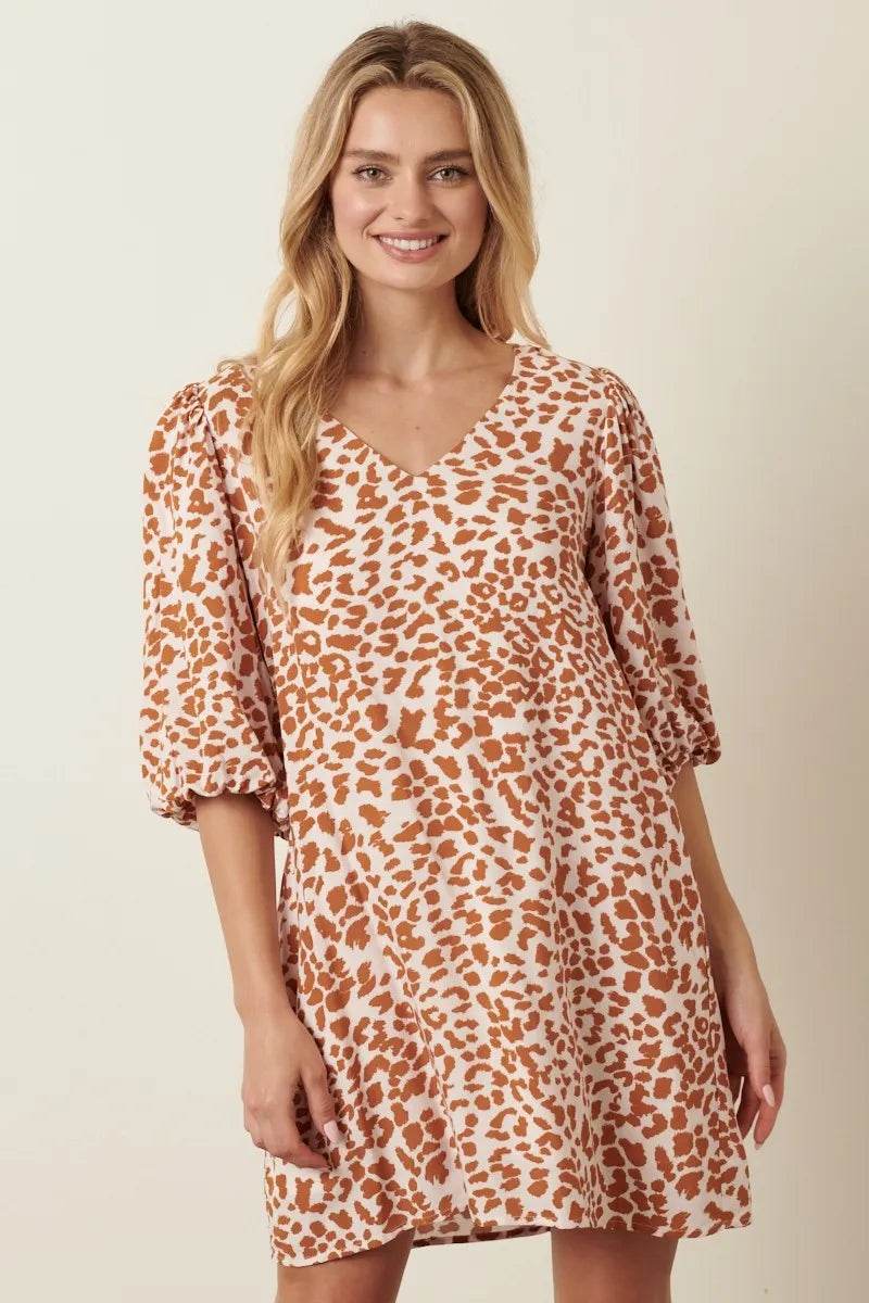 Mittoshop Animal Print Puff Sleeve Mini Dress - Shop Style & More | Fresh Looks, Everyday Deals & Free Shipping