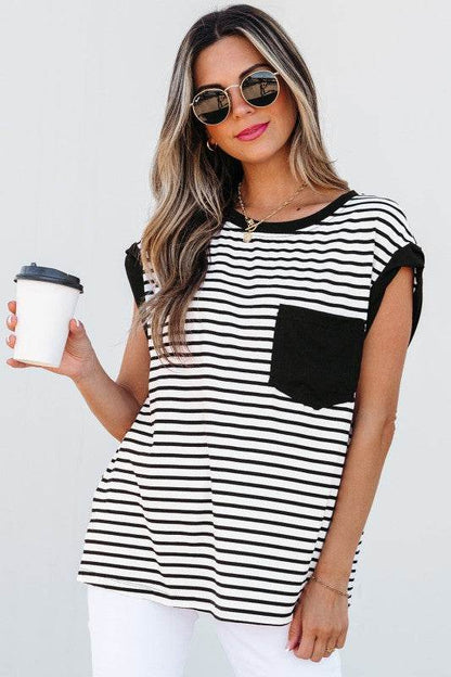 Marie Stripe Chest Pocket Tank Top - Shop Style & More | Fresh Looks, Everyday Deals & Free Shipping