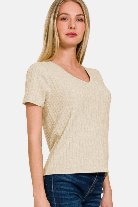 Zenana Ribbed Short Sleeve T-Shirt - Shop Style & More | Fresh Looks, Everyday Deals & Free Shipping
