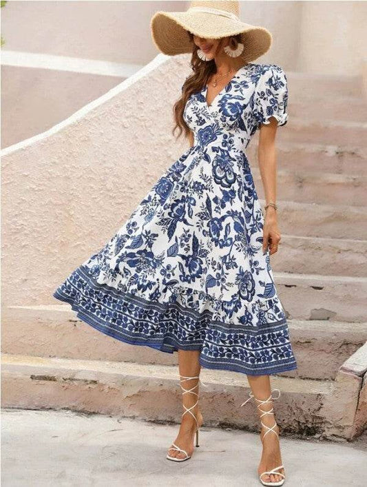 Women Short Sleeve V Neck Floral Maxi Dress - Shop Style & More | Fresh Looks, Everyday Deals & Free Shipping