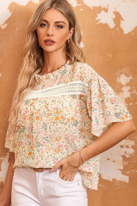 Karsyn Floral Print Wide Ruffle Sleeves Blouse - Shop Style & More | Fresh Looks, Everyday Deals & Free Shipping