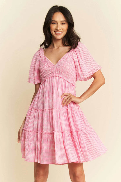 Davi & Dani Jacquard Checker Smocking Tiered Dress - Shop Style & More | Fresh Looks, Everyday Deals & Free Shipping