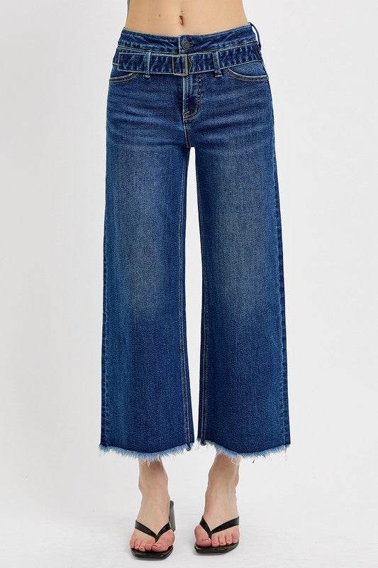 RISEN Raw Hem Wide Leg Attached Buckle Jeans - Shop Style & More | Fresh Looks, Everyday Deals & Free Shipping