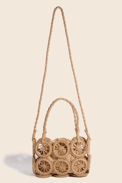 Fame Intricate Braided Wheels Crossbody Bag Camel One Size Bags