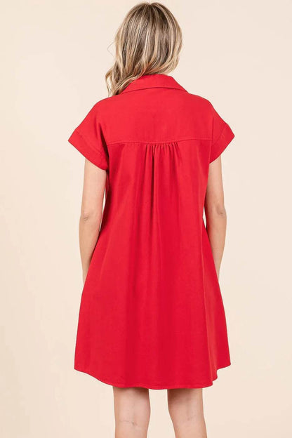 Mittoshop Twill Short Sleeve Collared Mini Dress - Shop Style & More | Fresh Looks, Everyday Deals & Free Shipping
