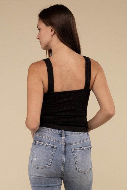 Ribbed Bra Padded V-Neck Tank Top - Shop Style & More | Fresh Looks, Everyday Deals & Free Shipping