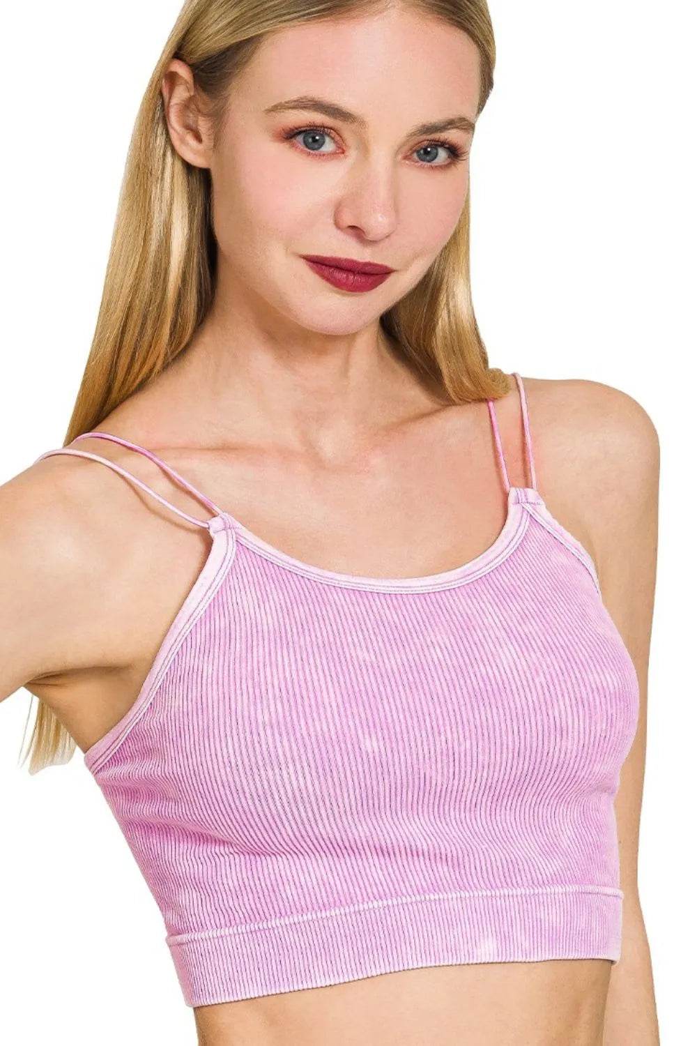 Zenana Washed Ribbed Seamless Double Strap Brami - Shop Style & More | Fresh Looks, Everyday Deals & Free Shipping
