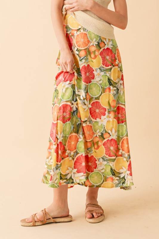 Aemi + Co Fruit Print Maxi Skirt - Shop Style & More | Fresh Looks, Everyday Deals & Free Shipping