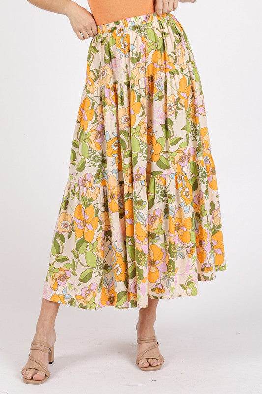 Mittoshop Flower Print Elastic Waist Tiered Skirt - Shop Style & More | Fresh Looks, Everyday Deals & Free Shipping