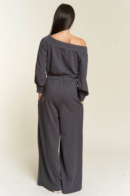 ONE SHOULDER TERRY JUMPSUIT - Shop Style & More | Fresh Looks, Everyday Deals & Free Shipping