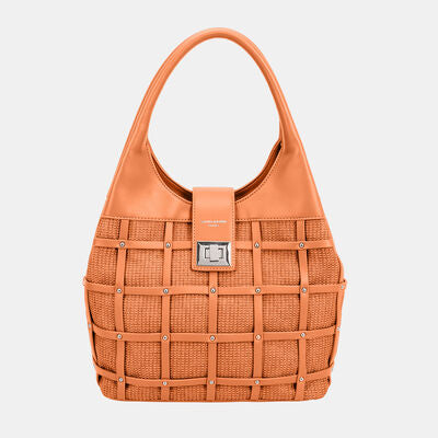 David Jones Rivet Decor Handbag Orange One Size Bags