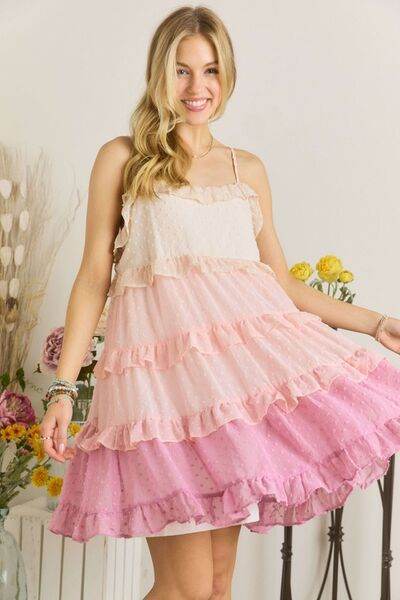 ADORA Swiss Dot Ruffled Tiered Mini Dress - Shop Style & More | Fresh Looks, Everyday Deals & Free Shipping