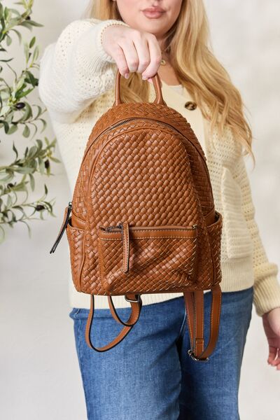 SHOMICO PU Leather Woven Backpack Bags