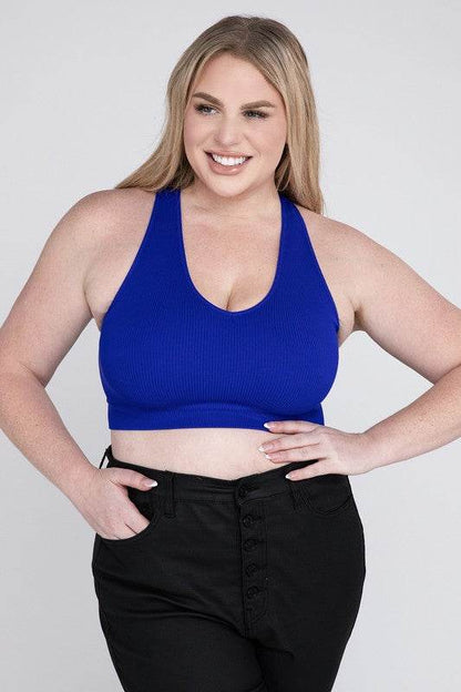 Plus Ribbed Cropped Racerback Tank Top - Shop Style & More | Fresh Looks, Everyday Deals & Free Shipping