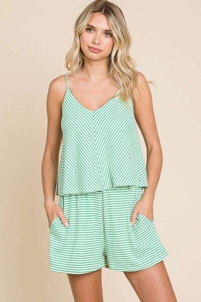 Culture Code Striped Double Flare Romper - Full Size - Shop Style & More | Fresh Looks, Everyday Deals & Free Shipping