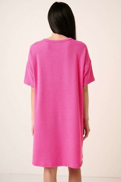 Mittoshop Urban Rib Knit Short Sleeve Tee Dress Casual Dresses