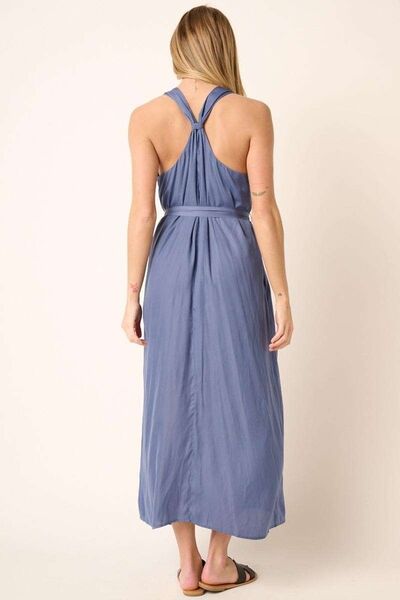 Mittoshop Cross Back Belted V Neck Tank Maxi Dress Casual Dresses