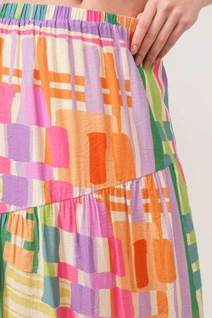 And The Why Asymmetric Geo Printed Tiered Maxi Skirt - Shop Style & More | Fresh Looks, Everyday Deals & Free Shipping