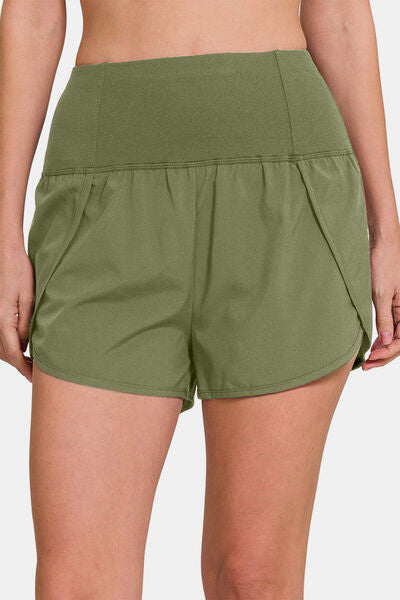 Zenana High-Waisted Zippered Back Pocket Active Shorts Sport Shorts