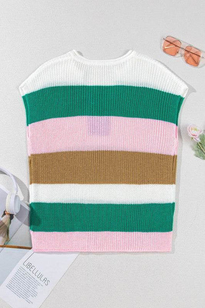 Elliot Color Block Notch V Neck Sweater Top - Shop Style & More | Fresh Looks, Everyday Deals & Free Shipping