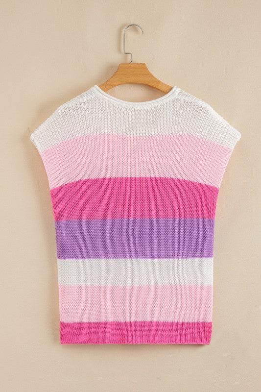 Elliot Color Block Notch V Neck Sweater Top - Shop Style & More | Fresh Looks, Everyday Deals & Free Shipping