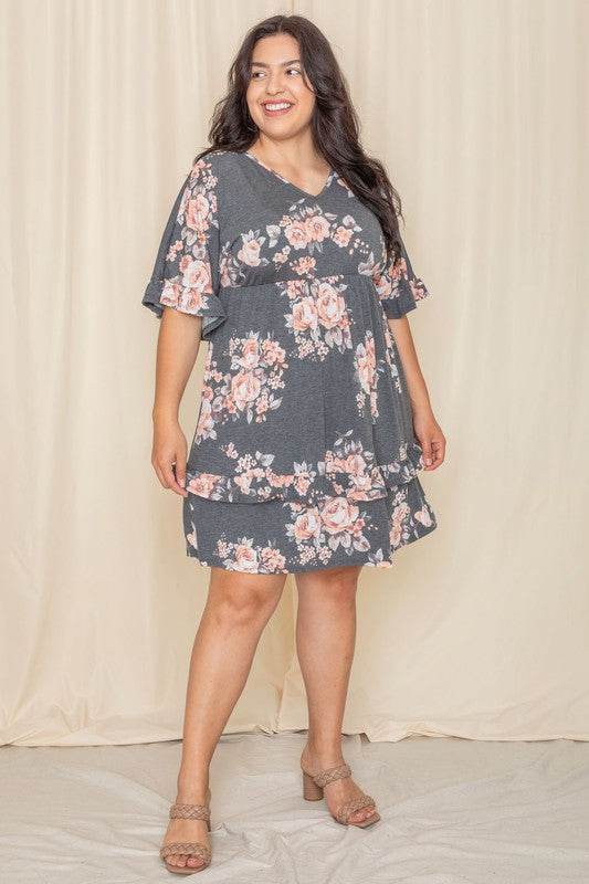 Floral V Neck Ruffle Dress - Shop Style & More | Fresh Looks, Everyday Deals & Free Shipping