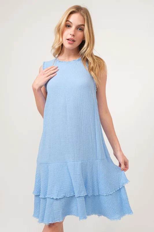 And The Why Washed Fringe Detail Tiered Dress - Shop Style & More | Fresh Looks, Everyday Deals & Free Shipping