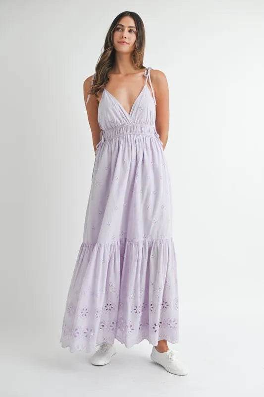 MABLE Eyelet Lace Maxi Dress With Side Strap Details - Shop Style & More | Fresh Looks, Everyday Deals & Free Shipping