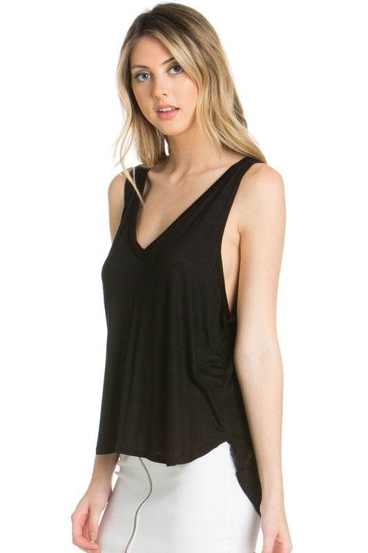 high low v-neck open side tank top - Shop Style & More | Fresh Looks, Everyday Deals & Free Shipping
