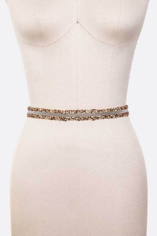 Glitter Trim Rhinestone Skinny Sash Belt - Shop Style & More | Fresh Looks, Everyday Deals & Free Shipping