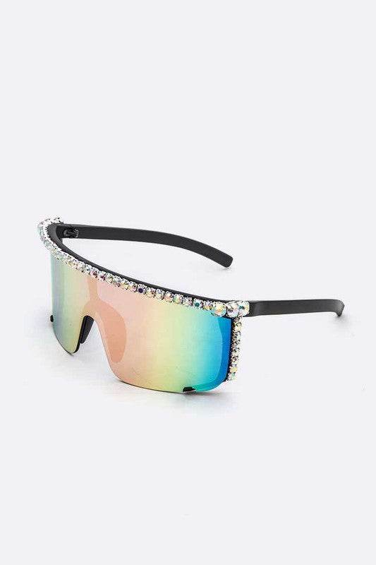 Rhinestone Shield Inspired Statement Sunglasses - Shop Style & More | Fresh Looks, Everyday Deals & Free Shipping