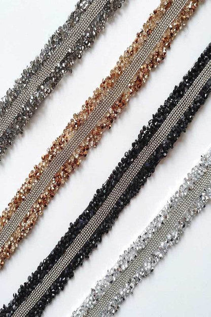 Glitter Trim Rhinestone Skinny Sash Belt - Shop Style & More | Fresh Looks, Everyday Deals & Free Shipping