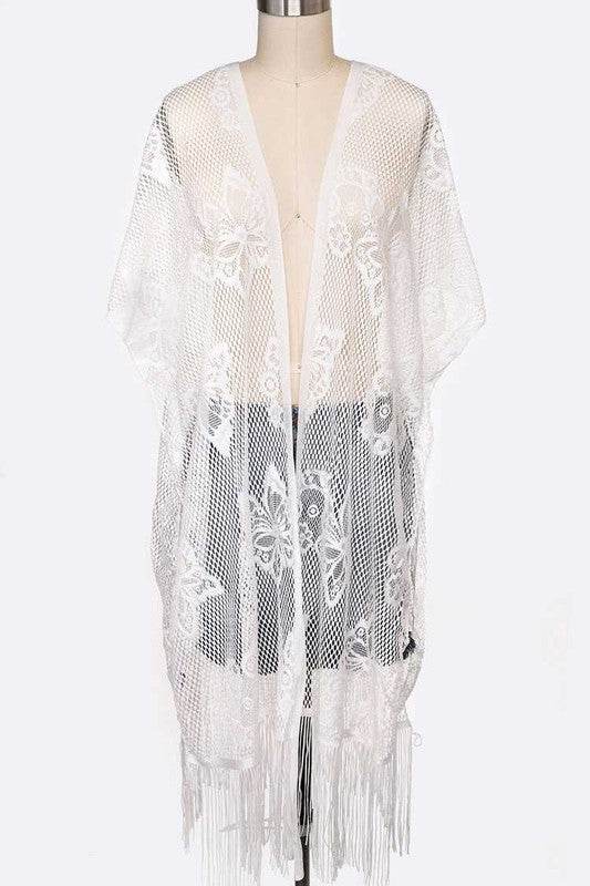 Open Knit Fringe Lace Kimono Cardigan - Shop Style & More | Fresh Looks, Everyday Deals & Free Shipping